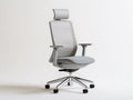 High-Back Mesh Office Chair with Adjustable Headrest and Armrests, White/Gray/Black, 64 x 64 x 117-127 cm