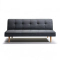 Dark Gray 3-Seat Tufted Upholstered Sofa with Natural Brown Wood Legs, 74.8 x 33.5 x 32.3 in