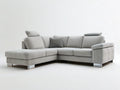 Light Gray Corduroy Sectional Sofa with Left-Facing Chaise, Adjustable Headrests, 112 x 65 x 35 in