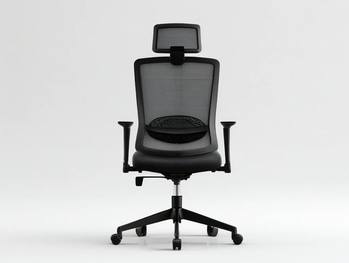 Black Ergonomic Mesh Office Chair with Adjustable Headrest and Lumbar Support, 26.8 x 26.8 x 45.7-49.6 in