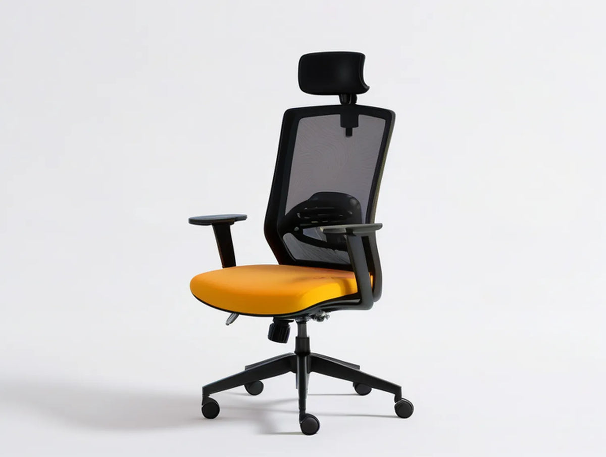 Ergonomic Mesh Office Chair with Adjustable Headrest and Lumbar Support, Black/Orange, 26.8 x 26.8 x 46.5-50.4 in