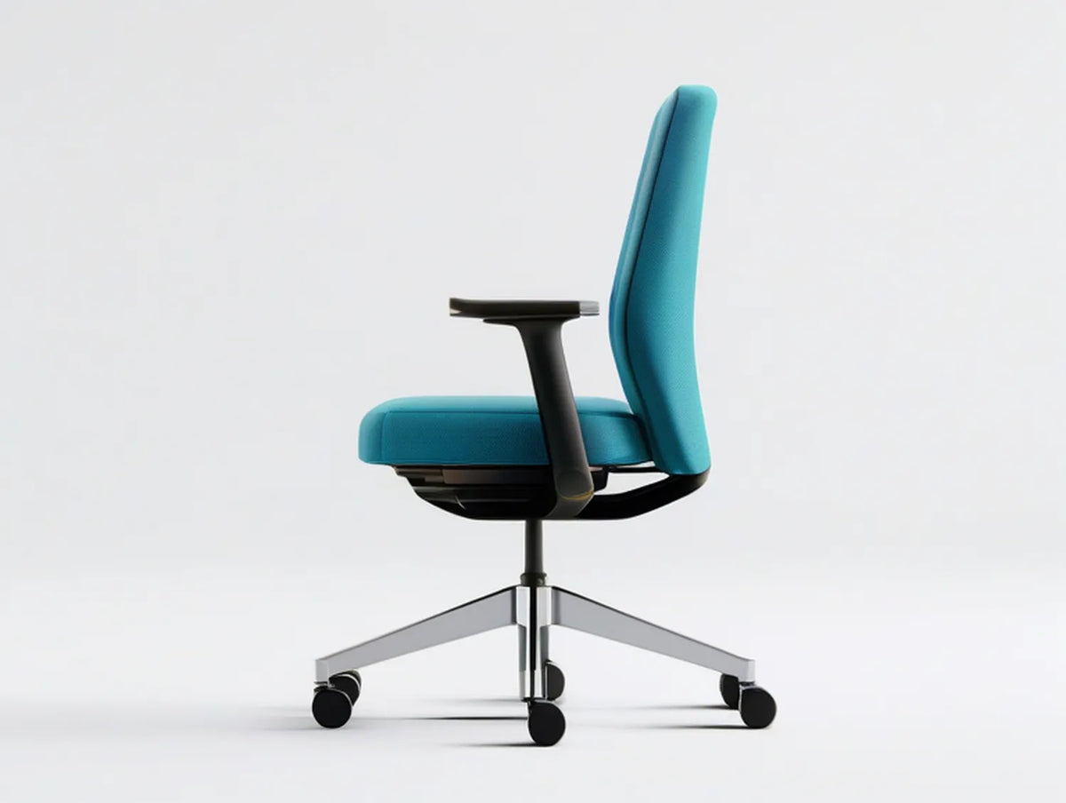 High-Back Swivel Task Chair, Adjustable 25.6 x 25.6 x 39.4-43.3 in, Turquoise/Black/Silver