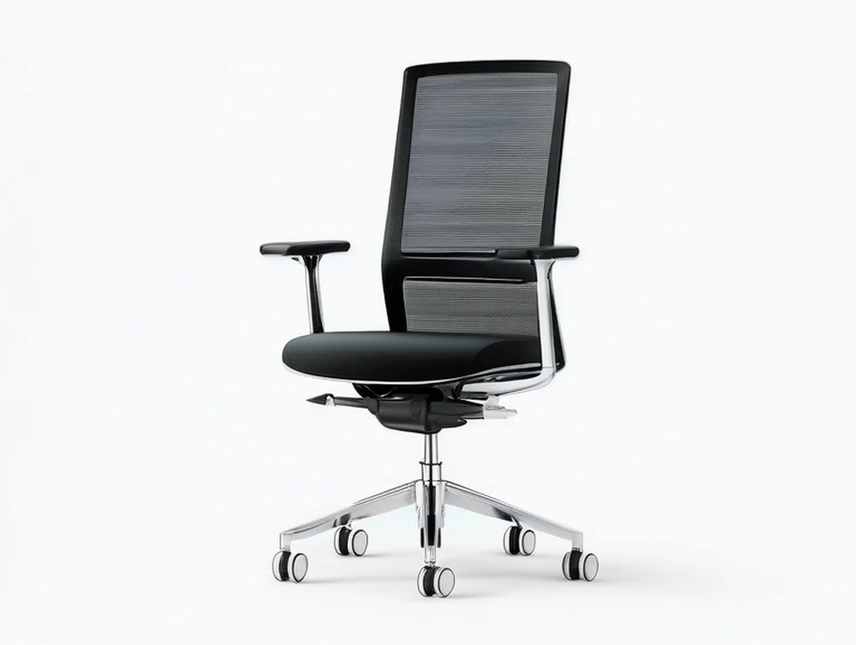 High-Back Ergonomic Mesh Office Chair, Black/Gray/Silver, 26 x 26 x 42-46.5 in