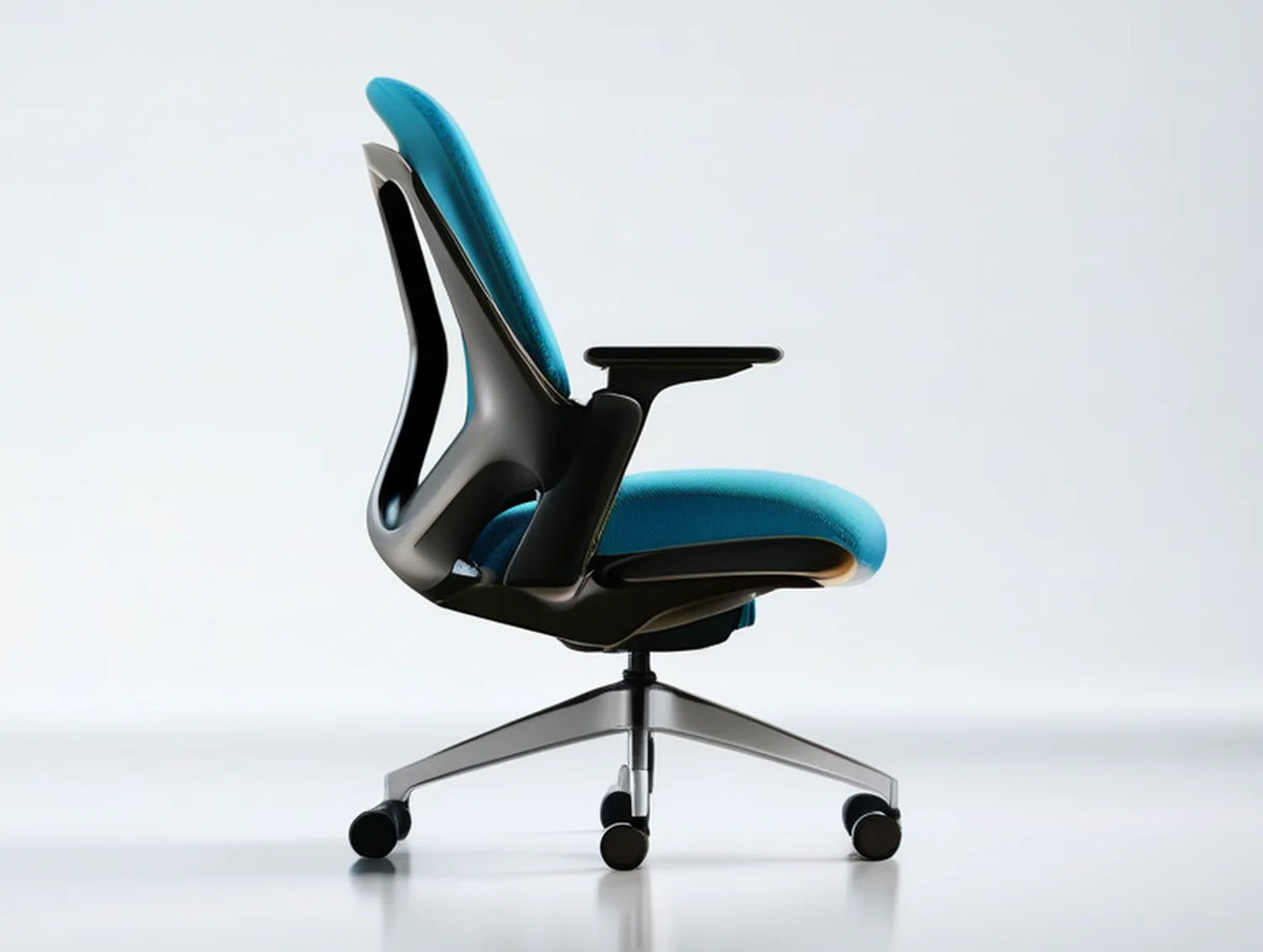 Ergonomic Blue and Black Polyester Office Chair with Armrests, 26 x 26 x 45-49 in