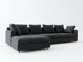 118 in Black Polyester Left-Facing Sectional Sofa with Chaise