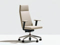 High-Back Ergonomic Swivel Office Chair with Fixed Arms, Beige/Black/Silver, 26.8 x 25.6 x 45.3-49.2 in