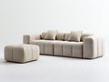 3-Seater Ivory Bouclé Sofa with Ottoman, 94 x 39 x 32 in