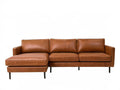 Left-Facing Chaise Sectional Sofa, Cognac PU Leather, 102 x 64 x 34 in