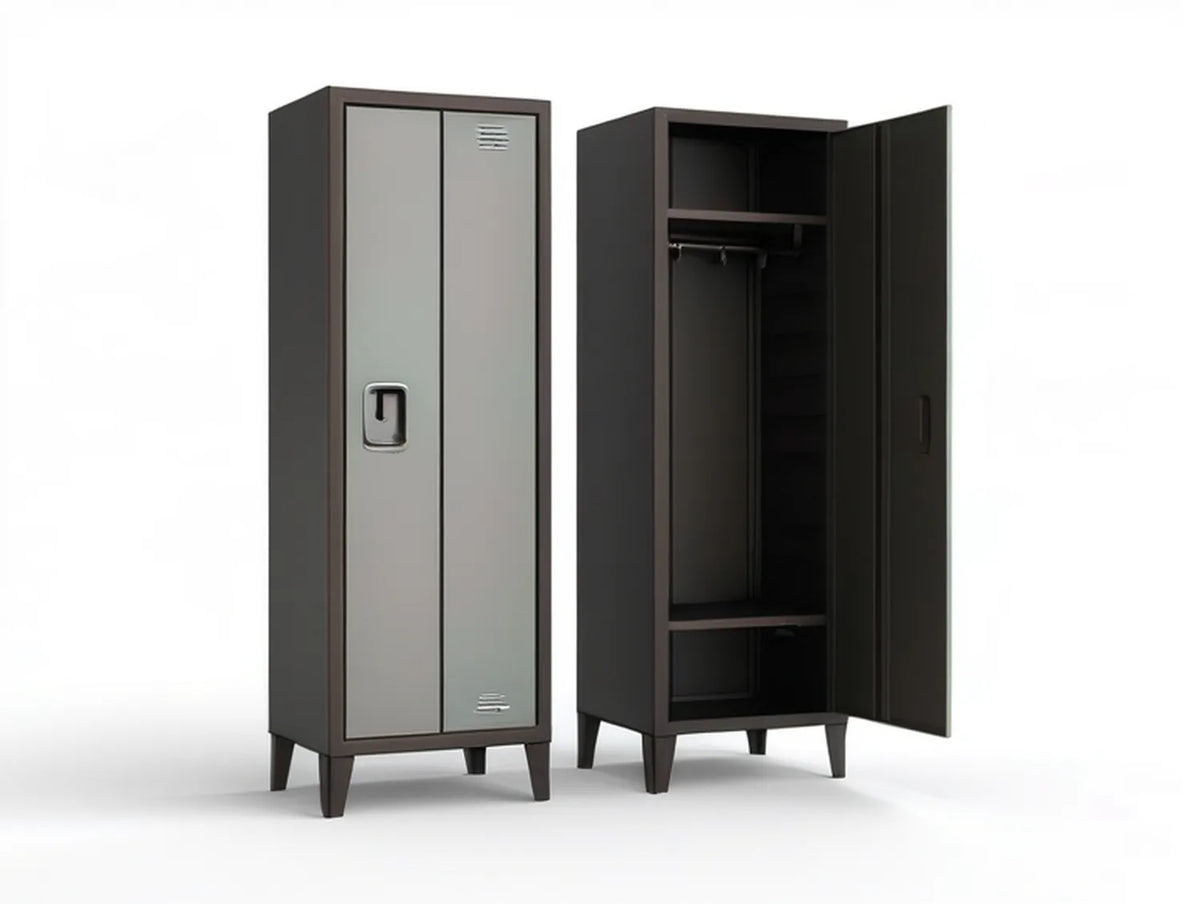 72 in Tall 2-Door Steel Storage Cabinet, 30 x 18 in, Black and Gray