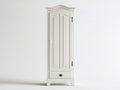 White MDF Storage Armoire with Door and Bottom Drawer, 24 x 16 x 72 in