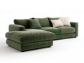 Green Polyester Corduroy L-Shaped Sectional with Left-Facing Chaise, 112 x 65 x 34 in